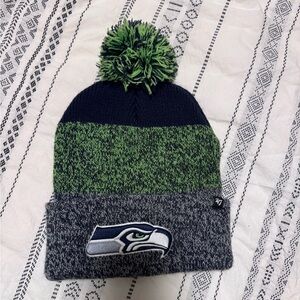 47 Brand Seahawks Navy and Green Beanie